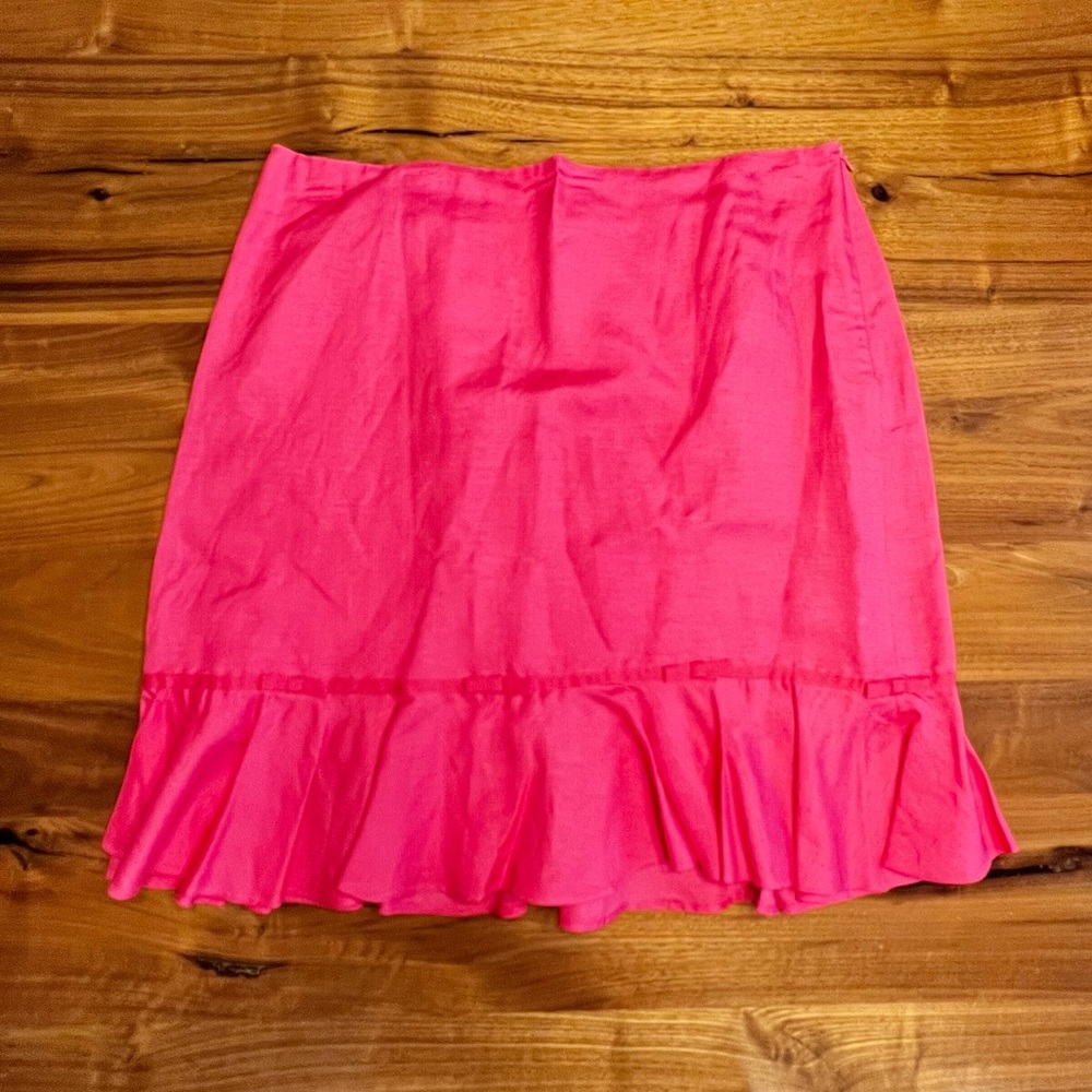 Pink Larry Levine Linen Skirt; Size: 16; slightly used